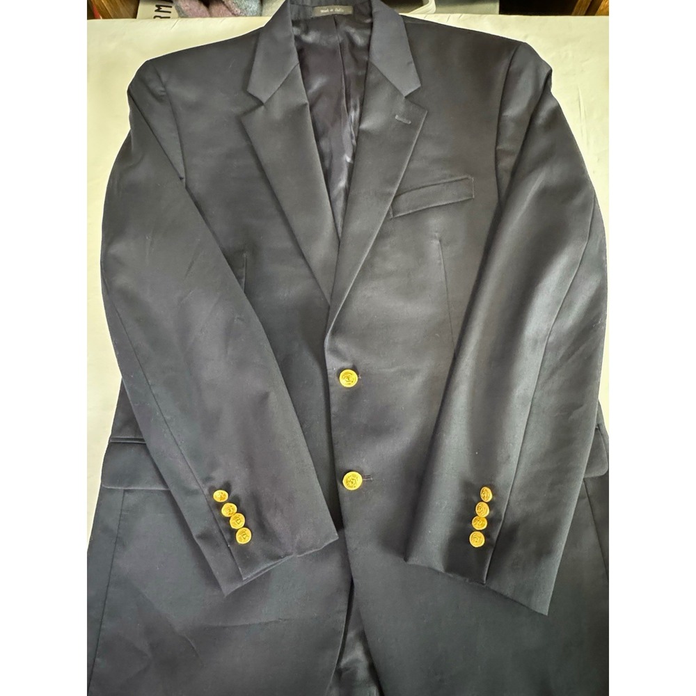 Lauren Ralph Lauren Navy Wool Twill Suit Jacket Single-Breasted Two-Button 42L